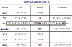 高速免费2023年时间五一/2121年高速免费