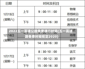 2022五一高速公路免费通行时间(五一高速路免费时间规定2020)