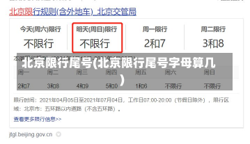 北京限行尾号(北京限行尾号字母算几)