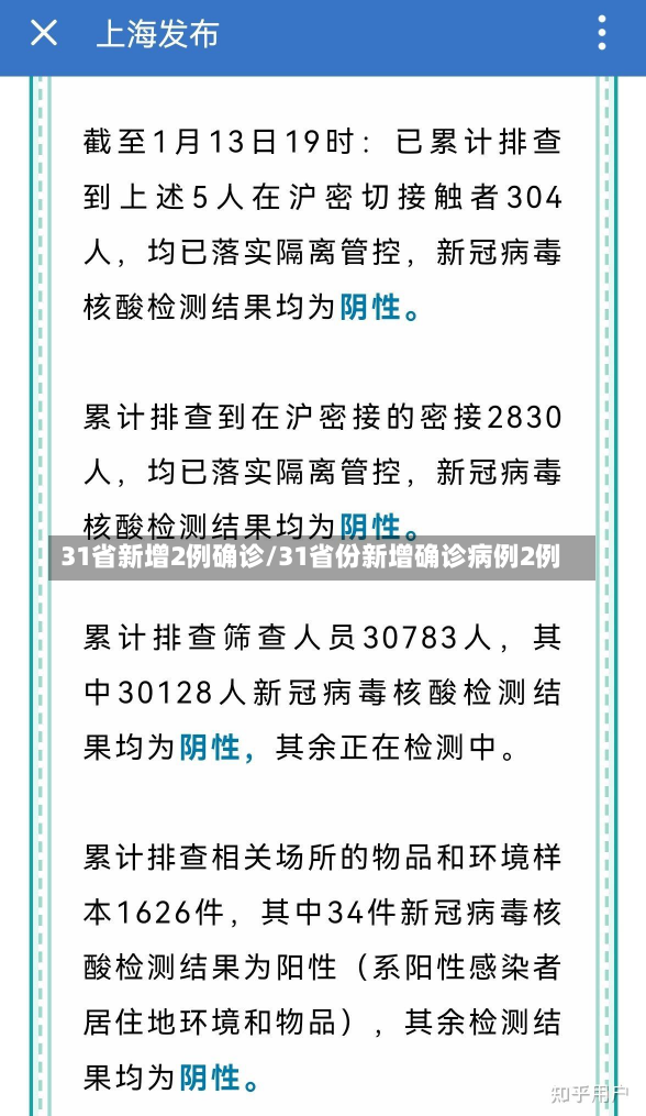 31省新增2例确诊/31省份新增确诊病例2例